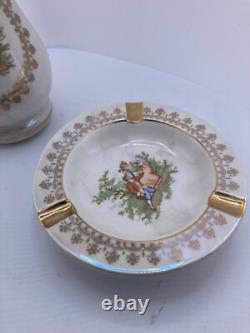 Service à thé et café vintage pour 6 personnes, marque Bogucice, blanc et or, Pologne