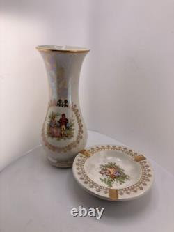 Service à thé et café vintage pour 6 personnes, marque Bogucice, blanc et or, Pologne