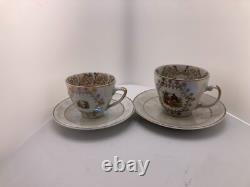 Service à thé et café vintage pour 6 personnes, marque Bogucice, blanc et or, Pologne