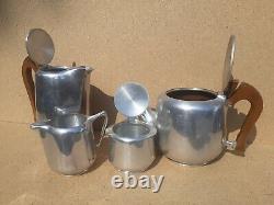 Service à thé et café vintage rétro des années 1940 et 50 Picqot Ware en métal fabriqué en Angleterre