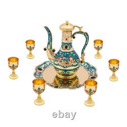 Service à thé turc vintage avec cafetière et 6 tasses pour mariage Noël