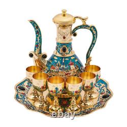Service à thé turc vintage avec cafetière et 6 tasses pour mariage Noël