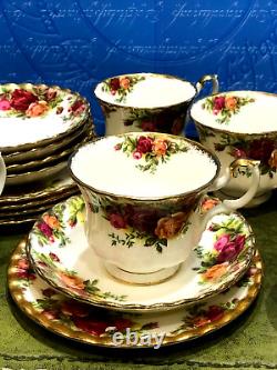 Service à thé vintage Royal Albert Old Country Roses de 18 pièces