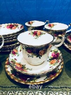 Service à thé vintage Royal Albert Old Country Roses de 18 pièces