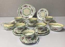 Service à thé vintage Royal Albert PRUDENCE vert de 21 pièces