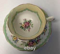 Service à thé vintage Royal Albert PRUDENCE vert de 21 pièces