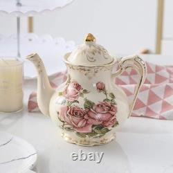 Service à thé vintage de luxe en porcelaine rose pour des goûters élégants et des cadeaux