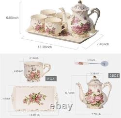 Service à thé vintage de luxe en porcelaine rose pour des goûters élégants et des cadeaux
