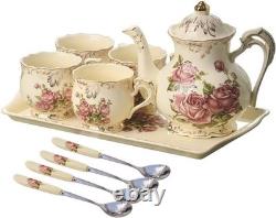 Service à thé vintage de luxe en porcelaine rose pour des goûters élégants et des cadeaux