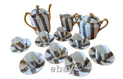 Service complet de 8 tasses à café demitasse vintage Limoges France, Art déco des années 1900