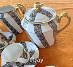 Service complet de 8 tasses à café demitasse vintage Limoges France, Art déco des années 1900