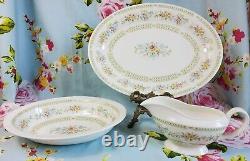 Service de dîner en porcelaine vintage Minton Wildmoor avec soupière, plat, service à café et saucière