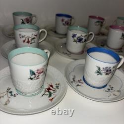 Service de petit-déjeuner fleuri Haviland Limoges vintage 20 pièces pour café, service à espresso, 1878 antique Service de petit-déjeuner fleuri Haviland Limoges vintage 20 pièces pour café, service à espresso, 1878 antique
