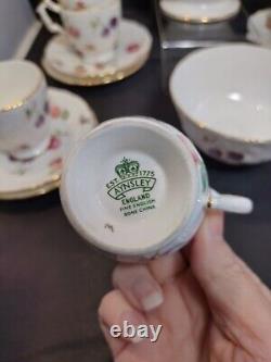 Service de tasse à café AYNSLEY avec pot, soucoupe et sucrier FLORIDA en porcelaine de Bone China