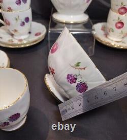 Service de tasse à café AYNSLEY avec pot, soucoupe et sucrier FLORIDA en porcelaine de Bone China