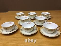 Service de tasses et soucoupes Vintage NORITAKE M en porcelaine des années 1930 (8 ensembles) - Tasses à pied et soucoupes - Excellent