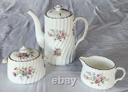 Service vintage avant les années 1950: Pot à café (ou thé), crémier, sucrier Minton Fluted Marlow