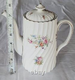 Service vintage avant les années 1950: Pot à café (ou thé), crémier, sucrier Minton Fluted Marlow