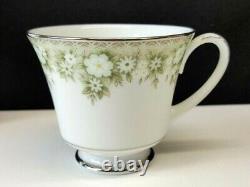Set/12 Noritake Princeton 6911 Coffee Tea Cup & Saucer Green Flower Border Japon