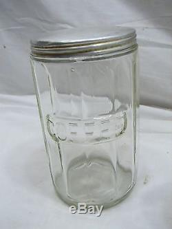 Set 5 Vintage Glass Hoosier Type Jars Panneau Shaker Coffee Tea Salt / Pepper Spice
