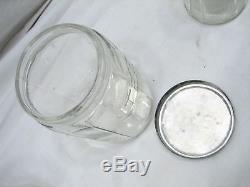 Set 5 Vintage Glass Hoosier Type Jars Panneau Shaker Coffee Tea Salt / Pepper Spice