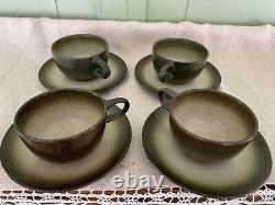 Set De 4 Heath Ceramics Sea & Sand Tea Cups & Saucers Vintage MCM California