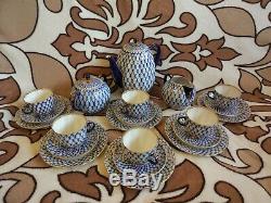 Set De Café Bleu Lomonosov Vintage En Porcelaine Impériale, Cobalt, Bleu, Or 22 Carats Urss