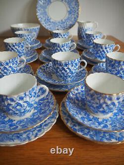 Set De Café Bleu Porcelaine Vintage Et Blanc 11 Trios