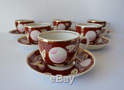 Set De Café Porcelaine Urss Vintage Verbilki Bone China Tea, 14 Pièces