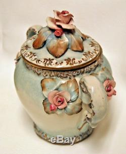 Set De Thé Vintage Cordey Porcelaine Pale Blue Creamer Sugar Tea Pot Coffee