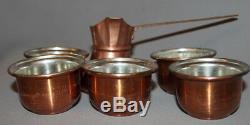 Set Vintage Copper Pot Café Turc Et 5 Coupes