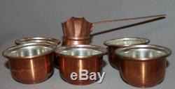 Set Vintage Copper Pot Café Turc Et 5 Coupes