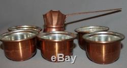 Set Vintage Copper Pot Café Turc Et 5 Coupes