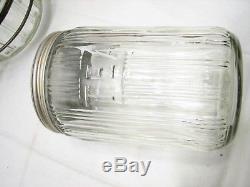 Set Vintage Glass Hoosier Type Bocaux Avecwire Rack Panel Café Thé Canister Épice