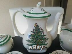 Spode Christmas Tree 14 Piece Thé / Café Set Nouvelle-angleterre Rare Vintage