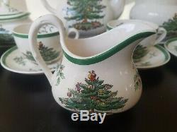 Spode Christmas Tree 14 Piece Thé / Café Set Nouvelle-angleterre Rare Vintage