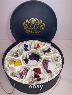 Superbe ensemble à café et expresso en porcelaine vintage LG, décoré à la main, Nice