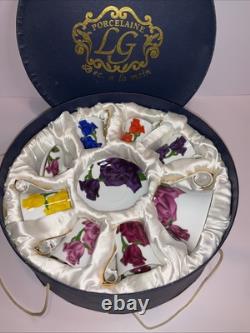 Superbe ensemble à café et expresso en porcelaine vintage LG, décoré à la main, Nice