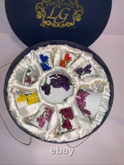 Superbe ensemble à café et expresso en porcelaine vintage LG, décoré à la main, Nice