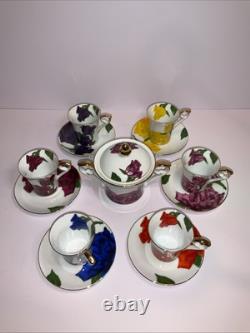 Superbe ensemble à café et expresso en porcelaine vintage LG, décoré à la main, Nice