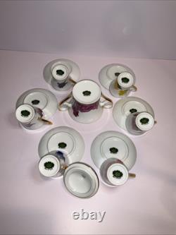 Superbe ensemble à café et expresso en porcelaine vintage LG, décoré à la main, Nice