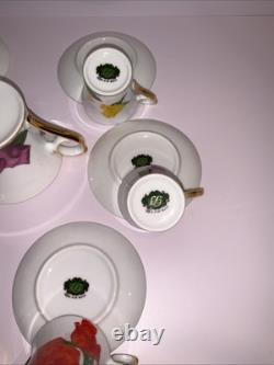 Superbe ensemble à café et expresso en porcelaine vintage LG, décoré à la main, Nice