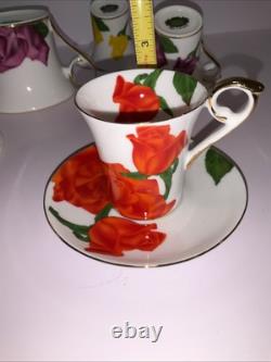 Superbe ensemble à café et expresso en porcelaine vintage LG, décoré à la main, Nice