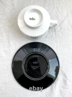 Tasse à café Rosenthal avec soucoupe x4 Sets Studio Tapio Wirkkala Noir + Blanc Vintage