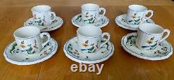 Tasse à espresso et soucoupe vintage GIEN France Oiseaux de Paradis ensemble de 6 pièces
