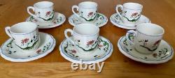 Tasse à espresso et soucoupe vintage GIEN France Oiseaux de Paradis ensemble de 6 pièces
