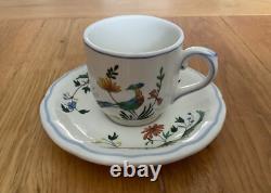 Tasse à espresso et soucoupe vintage GIEN France Oiseaux de Paradis ensemble de 6 pièces