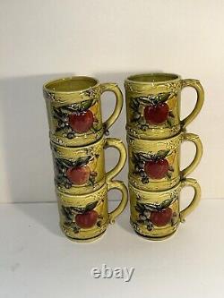Tasse à thé et café avec motif de pomme et de raisin Vintage Geo Z Lefton, motif de majolique, ensemble de modèle 3746
