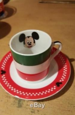 Tasses À Café Disney Mickey Rare Italien Italie Espresso Demitasse Set De 4 Vintage