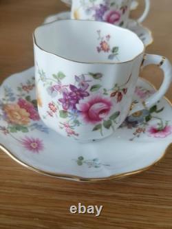 Tasses à café et soucoupes Royal Crown Derby Posies, 6 duos vintage, non utilisées, en boîte